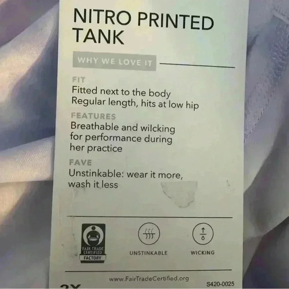 Athleta nitro printed tank lavender size 2X NWT - Picture 5 of 6
